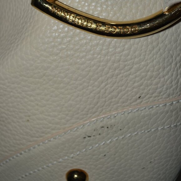 Dolce & Gabbana Ivory Pebbled Leather Shoulder Strap Handbag - Picture 9 of 12
